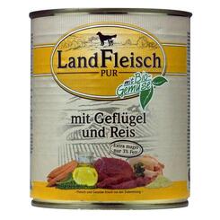 Landfleisch Pur mit Geflügel Reis & Biogemüse 800g Nassfutter für Hunde