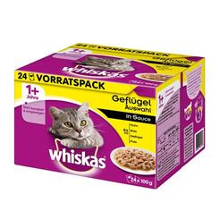 Whiskas Nassfutter 1+ Multipack Geflügel Auswahl in Sauce  24x100g