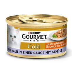 Gourmet Gold Katzennassfutter Zarte Häppchen in Sauce mit Kalb & Gemüse  85g