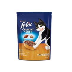 Trockenfutter Katze Felix Crunchy & Soft mit Huhn, Truthahn und Gemüse, 950 g