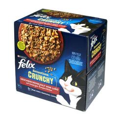 Felix Sensations Crunchy Geschmackvielfalt vom Land, Nassfutter für Katzen 20x85g+2x40g