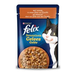 Felix Sensations Gelees mit Huhn und Karotte, Nassfutter für Katzen 85 g