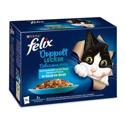 Felix So gut wie es aussieht Doppelt Lecker Geschmacksvielfalt aus dem Wasser, Nassfutter für Katzen 12x85 g