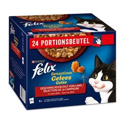 Felix Sensations Gelees Geschmacksvielfalt vom Land, Nassfutter für Katzen 24x85g