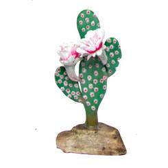 Namiba Terra Tail Cactus with Rock Base & Two Flowers