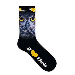 Plenty Gifts Socks Owl, Socken Gr. 33-38, schwarz, mit Eule Motiv