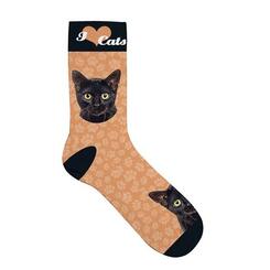 Plenty Gifts Pet Socks Black Cat, Socken mit Katzenmotiv, schwarz/orange, Größe: 36-41