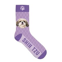 Plenty Gifts Pet Socks Shih Tzu, Socken mit Hundemotiv, lila, Größe: 42-45