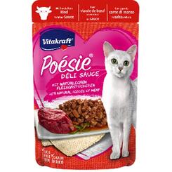 Vitakraft Poésie DéliSauce 85g mit Rindfleisch im Pouch Nassfutter für Katzen