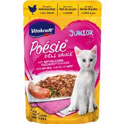 Vitakraft Poésie DéliSauce 85g Junior mit Hühnchenfilet im Pouch Nassfutter für Katzen