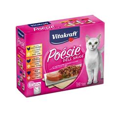 Vitakraft Poésie DéliSauce Multipack (6x85g) 510g 2 x Hühnchenfilet 2 x Putenbrust 2 x Rindfleisch Nassfutter für Katzen