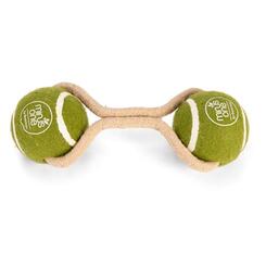 Beeztees Minus One Hundespielzeug 2 Tennisbälle mit Seil L: 21cm ø: 6,3cm grün-beige