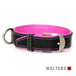 Wolters Cat & Dog Halsband Terranova Fettleder 50cm x 30mm  schwarz/himbeer