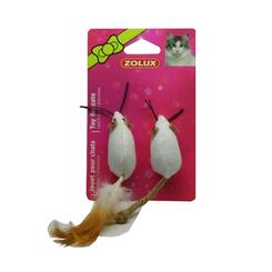Zolux Katzenspielzeug 2 Mäuse Stoff ca.  5cm