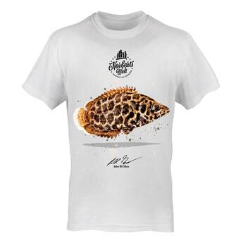 T-Shirt Rundhals Motiv Leopard-Buschfisch