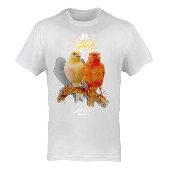 T-Shirt Rundhals Motiv Kanarienvogel