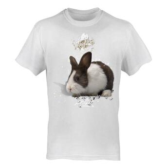 T-Shirt Rundhals Motiv Holländer Kaninchen