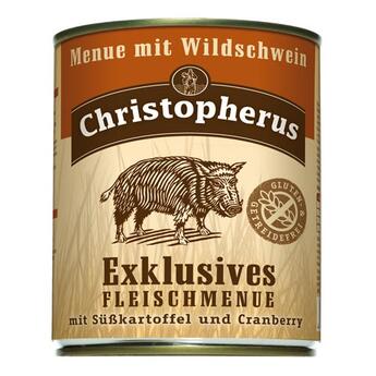 Christopherus: Exklusives Fleischmenue Wildschwein mit Süßkartoffel und Cranberry 800 g