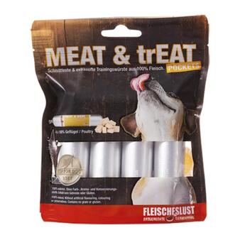 Fleischeslust: MEAT & trEAT Pockets, Trainingswürste aus 100% Geflügel, 4 x 40 g