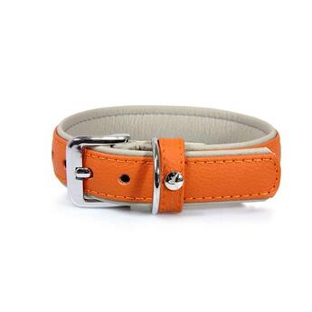 Das Lederband Hundehalsband Amsterdam Orange / Grey 25mm x 35cm