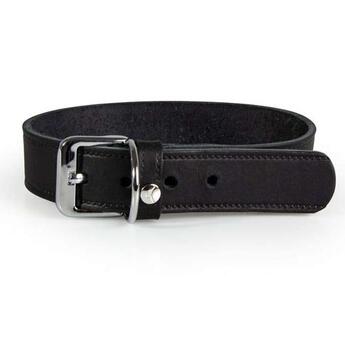 Das Lederband Hundehalsband Weinheim Black 12mm x 27cm