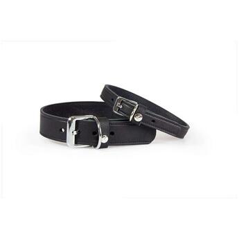 Das Lederband Hundehalsband Weinheim Black 25mm x 47cm