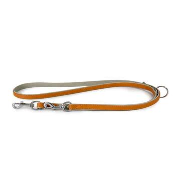 Das Lederband Hundeführleine Amsterdam  Orange / Grey 14mm x 200cm