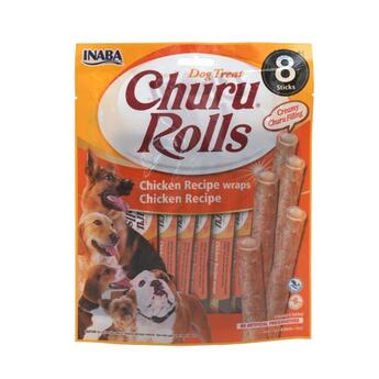 Inaba Dog Treat Churu Rolls Chicken Recipe wraps  8 Sticks