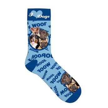 Plenty Gifts Pet Socks Dogs Socken mit Hundemotiv, blau, Größe: 42-45