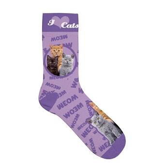 Plenty Gifts Pet Socks Kittens Socken mit Katzenmotiv, lila, Größe: 42-45