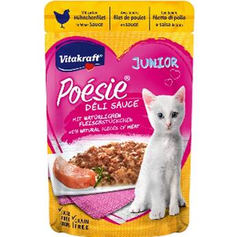 Vitakraft Poésie DéliSauce 85g Junior mit Hühnchenfilet im Pouch Nassfutter für Katzen