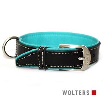 Wolters Cat & Dog Halsband Terranova Fettleder 35cm x 20mm  schwarz/petrol