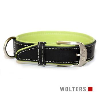 Wolters Cat & Dog Halsband Terranova Fettleder 50cm x 30mm  schwarz/apfel
